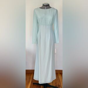 Vintage Hand beaded floral design, long sleeve, maxi dress perfect for Spring!